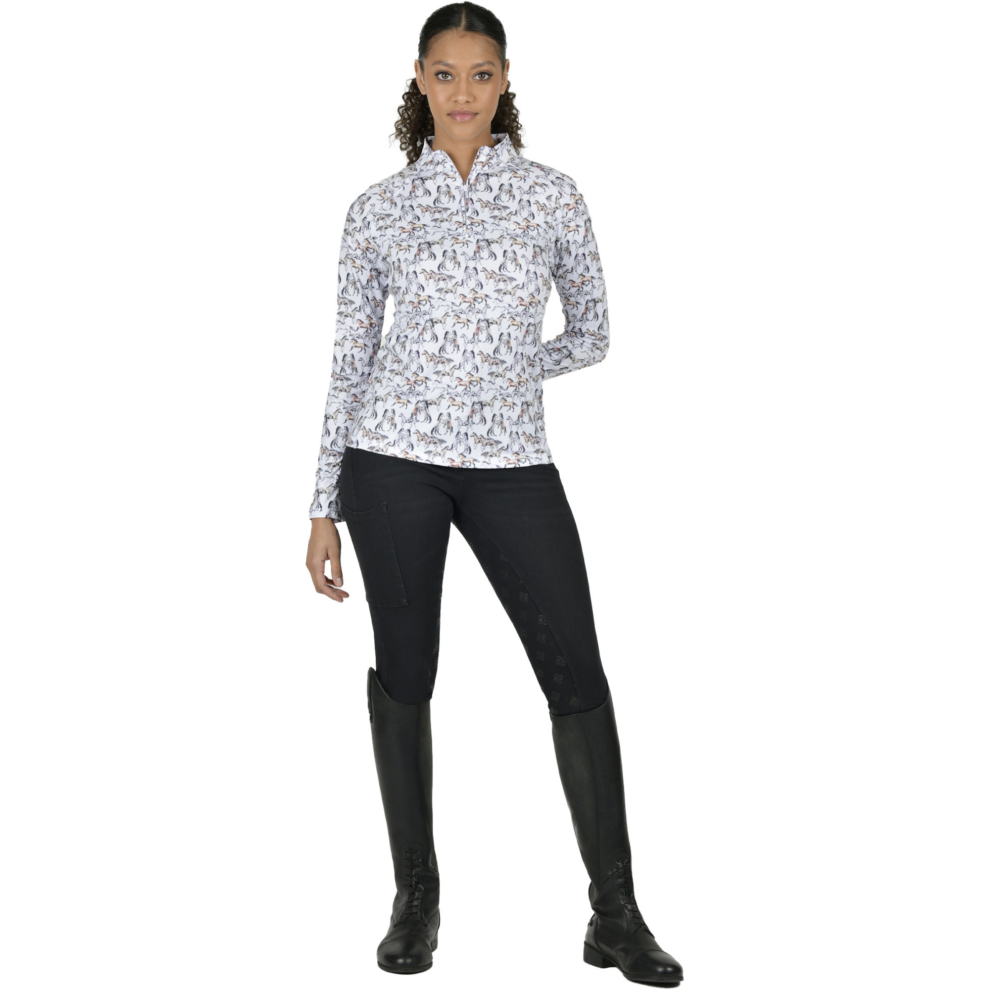 Dublin Damen Kelsey Lang Ärmel Top 1021556 - Horse Print